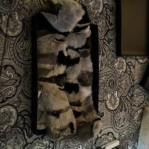 Giorgio Salvini Real Rex Rabbit Fur Scarf Pull-Through Unisex Fur Scarf